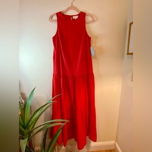 NWT Melloday Coral Red Tiered Maxi dress
